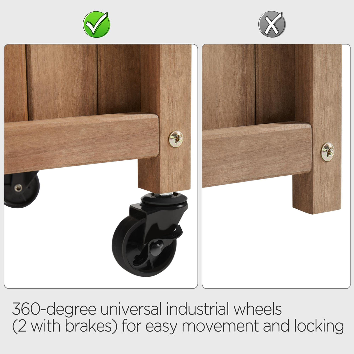 Yaheetech 50" H Raised Garden Bed with Trellis & Wheels Standing Vertical Horticulture Planter Box for Vine Climbing Plants, Flowers, Herbs Brown Yaheetech