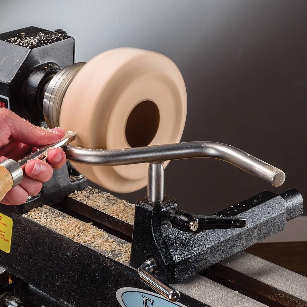 OHAOYU Rockler Bowl Turner's Lathe Tool Rest – S-Shaped Wood Turning Tool Rest Features Two Curves – Stainless Steel for Heft and Resistance to OHAOYU