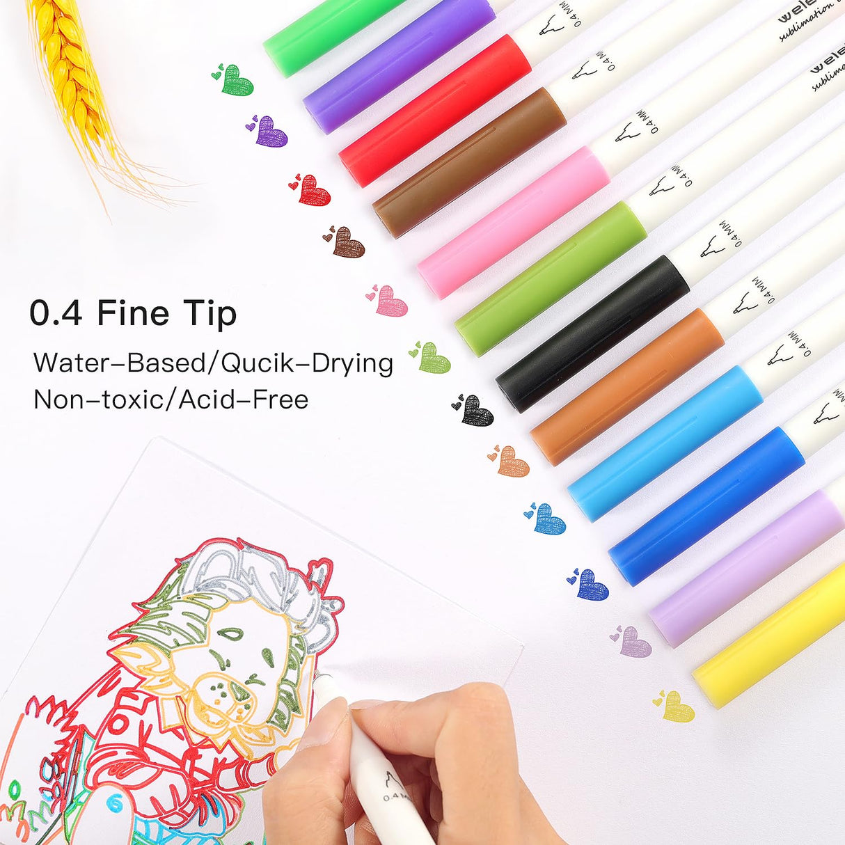 Welebar 12 Pack Infusible Pens for Cricut Maker/Maker 3/Explore 3/Air 2/Air, 0.4 Tip Sublimation Ink Pen Set for Mugs, T-shirt, DIY Crafts Welebar