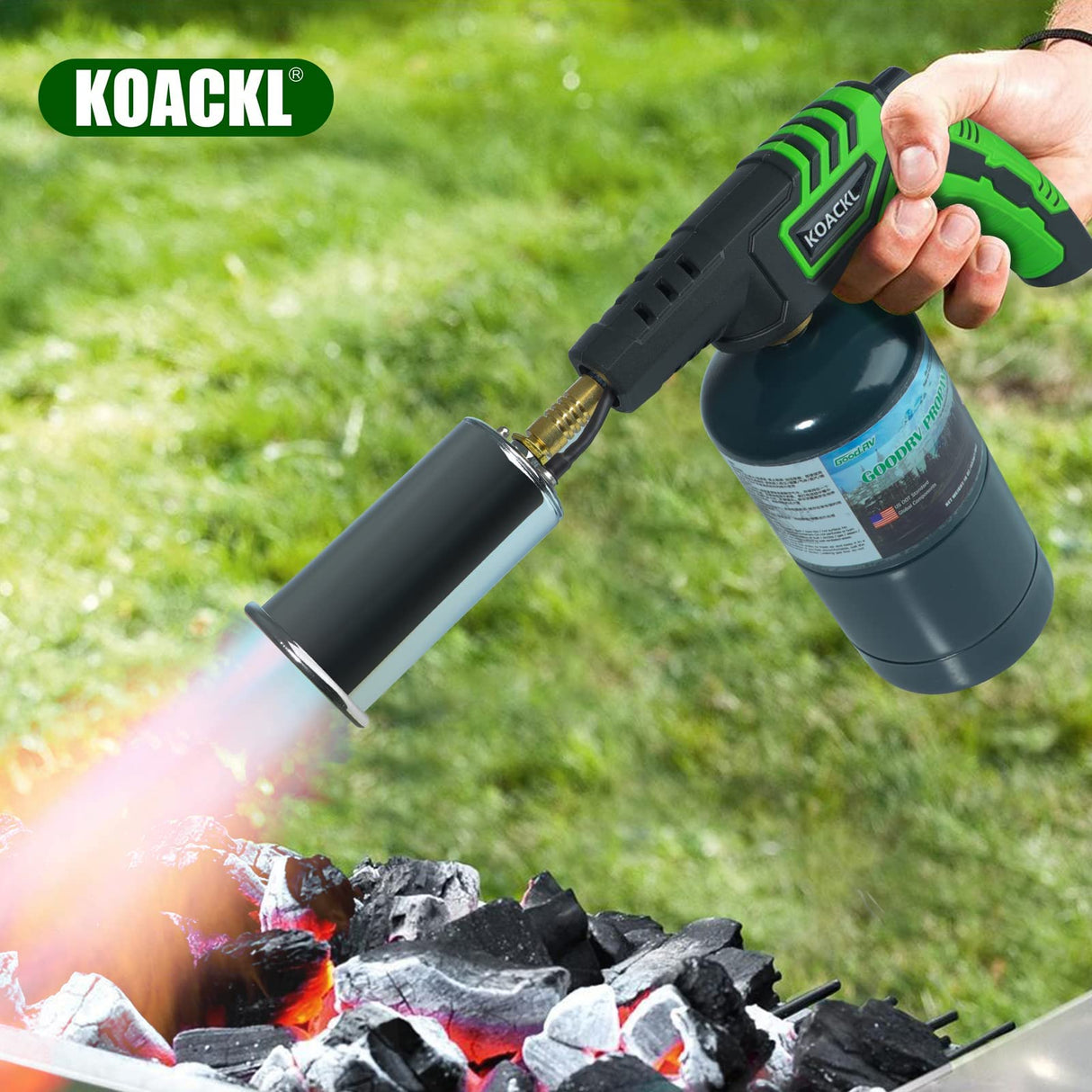Koackl Powerful Propane Torch Head with Igniter, Campfire Starter, Charcoal Lighter, Welding Torch Head by MAPP, MAP/PRO, for Searing Steak, Koackl