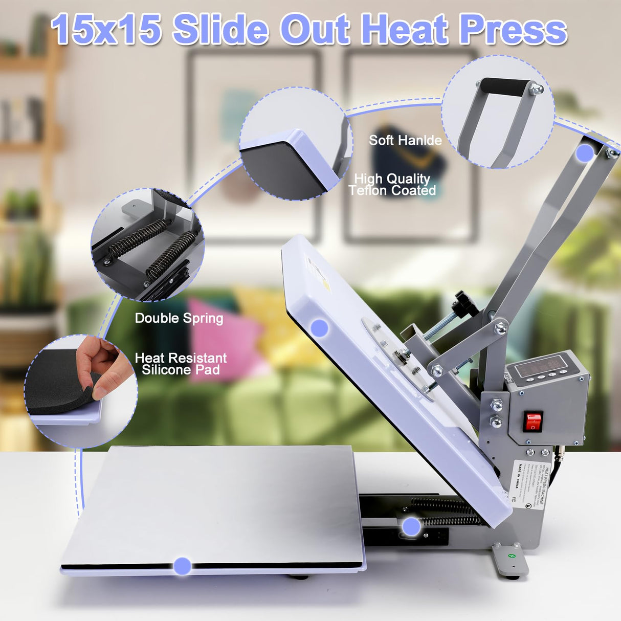 AKEYDIY 15''x15'' Heat Press Machine for T Shirts, Slide Out Digital Clamshell Heat Press Sublimation Printer, Industrial Heat Transfer Machine for AKEYDIY