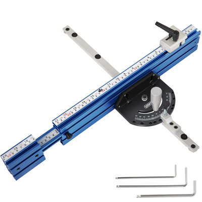 UOKRR Miter Gauge for Table Saw w/ 20 Inch-36 Inch Telescoping Aluminum Miter Fence & Bar/Precision Repetitive Cut Flip Stop / 60° Angled Ends for