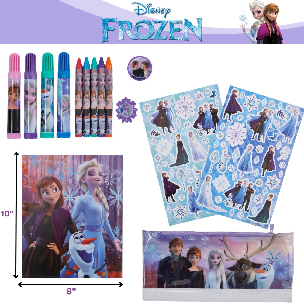 Disney Frozen Kids Coloring Art and Sticker Set, 30 Pcs. School & Craft Supplies with Pencil Case Innovative Designs