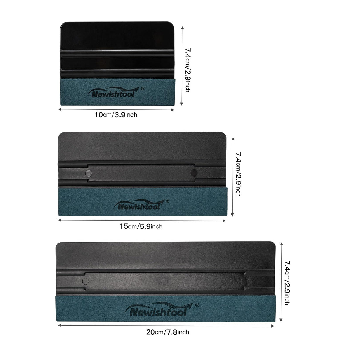 NEWISHTOOL 3 Pcs Vinyl Wrap Squeegee of Different Sizes, Felt Squeegee for Vinyl, Suede Felt Edge Squeegee Sign Making Wrap Tool for Wallpaper NEWISHTOOL