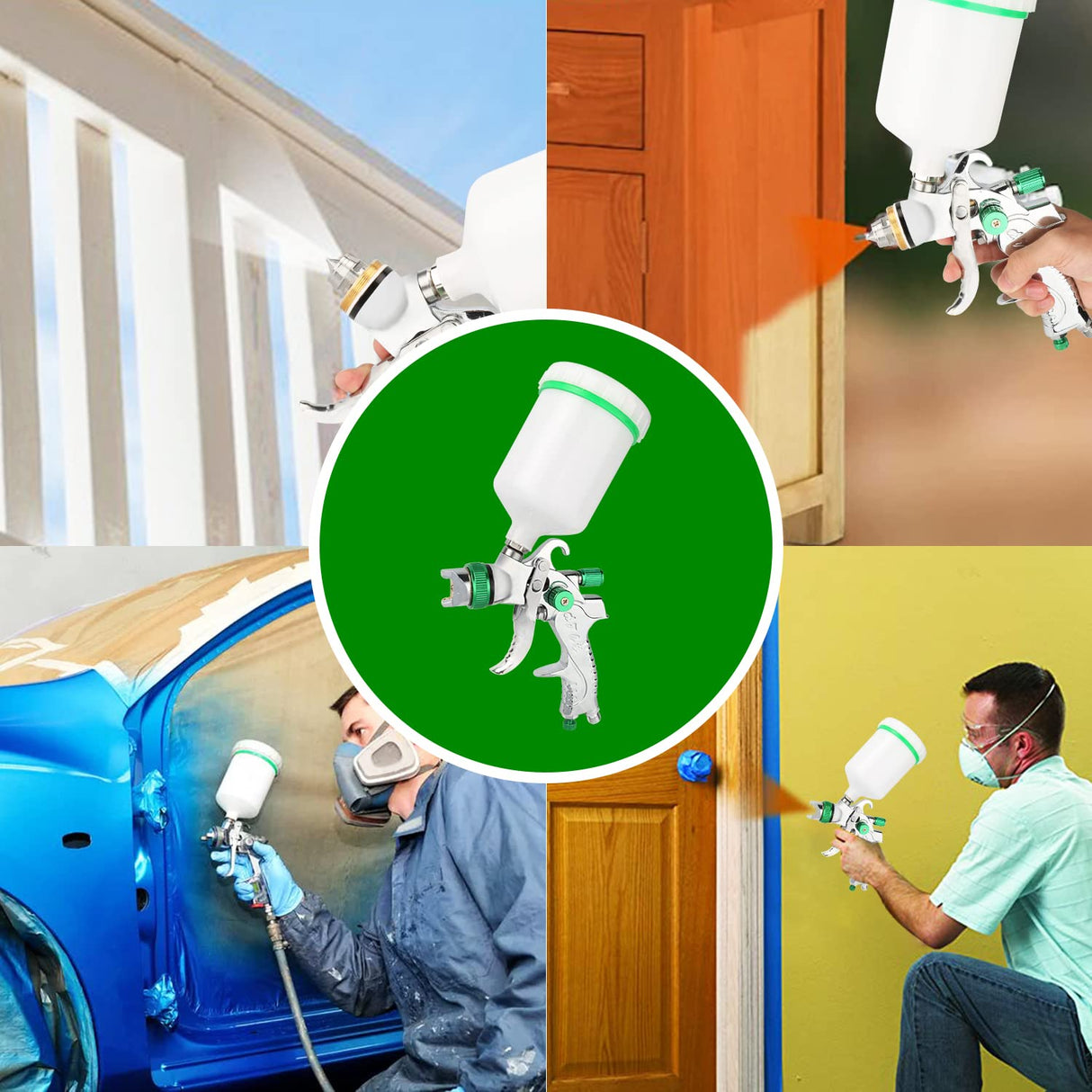 CenVen Hvlp Spray Gun, Air Spray Gun Paint Sprayer Gun with 1.4/1.7/2.0/2.5mm Nozzles, 600ml Capacity Great for Walls, Automotive, Home Improvement CenVen