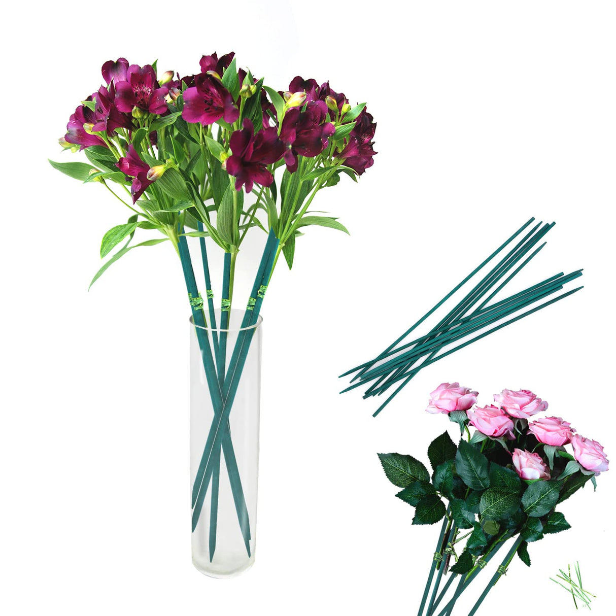 Green Bamboo Plant Stakes, Plant Sticks Support for Indoor and Outdoor Plants, Garden Wood Sturdy Bamboo Sticks, Floral Plant Support Stakes for Stroller