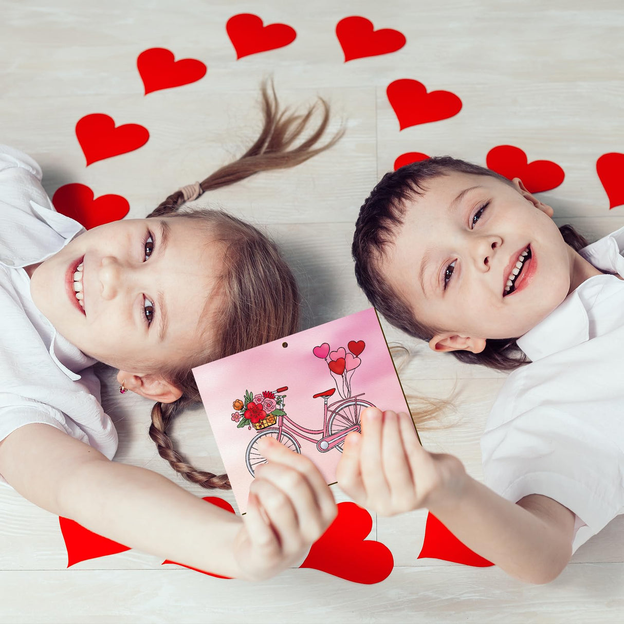 COCHIE DIY Wooden Ornaments to Paint for Kids Valentine's Day Party, 12 Pieces Unfinished Predrilled Wood Slices for Crafts with Laser Carving Line COCHIE