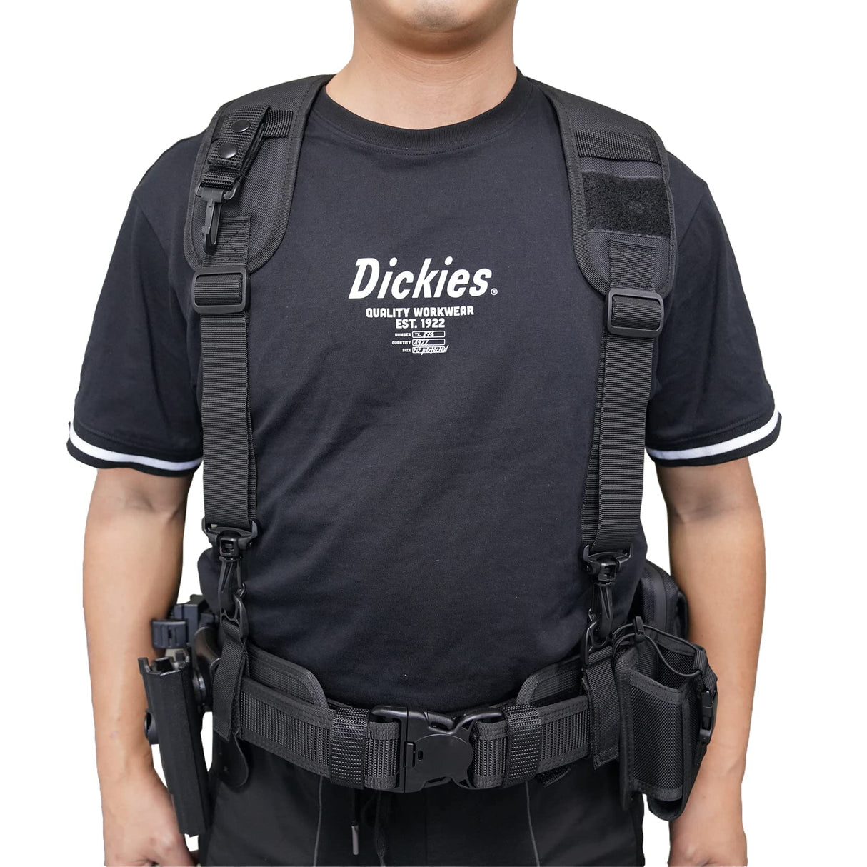 MELOTOUGH Tactical Duty Belt Harness Padded Adjustable Tool Belt Suspenders with Key Chin and Patch, Black(Large) MELOTOUGH