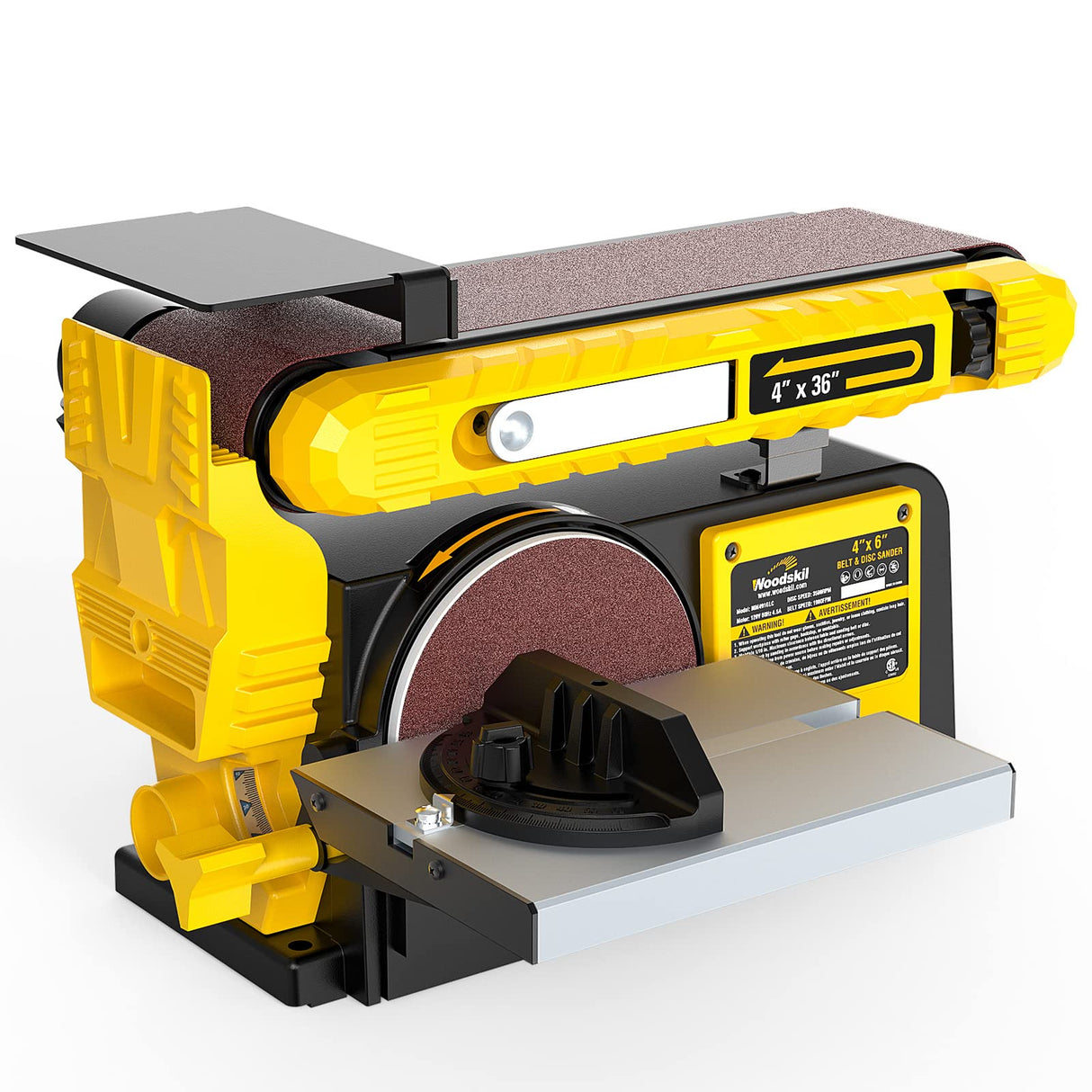 Woodskil 4.5-Amp Belt Disc Sander Combo, 4 x 36 in. Belt and 6 in. Disc Sander with 3/4HP Motor, Belt Sander for Woodworking with Base, Bench Sander Woodskil