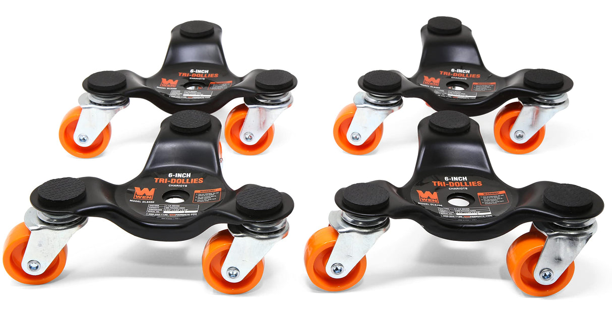 WEN DL6300 6-Inch 300-Pound Capacity Furniture Moving Tri-Dolly Set (4 Pack) , Black WEN