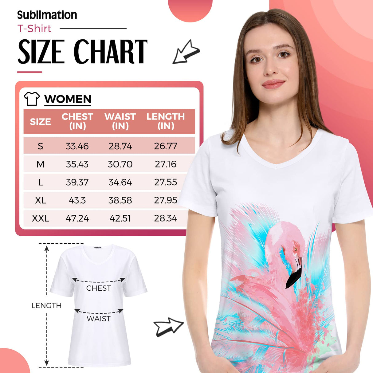 Women's V-Neck Sublimation T-Shirt 4-Pack - Blank White Short Sleeve Shirts (Small) Tarpop