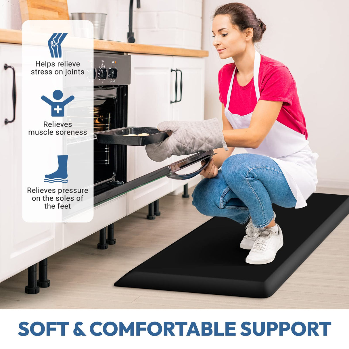 4/5 Inch Thick Kitchen Mat - Cushioned Anti Fatigue Mats for Kitchen Floor - Easy to Clean, Waterproof, Non-Slip Kitchen Rug for Sink, Office, StepLively