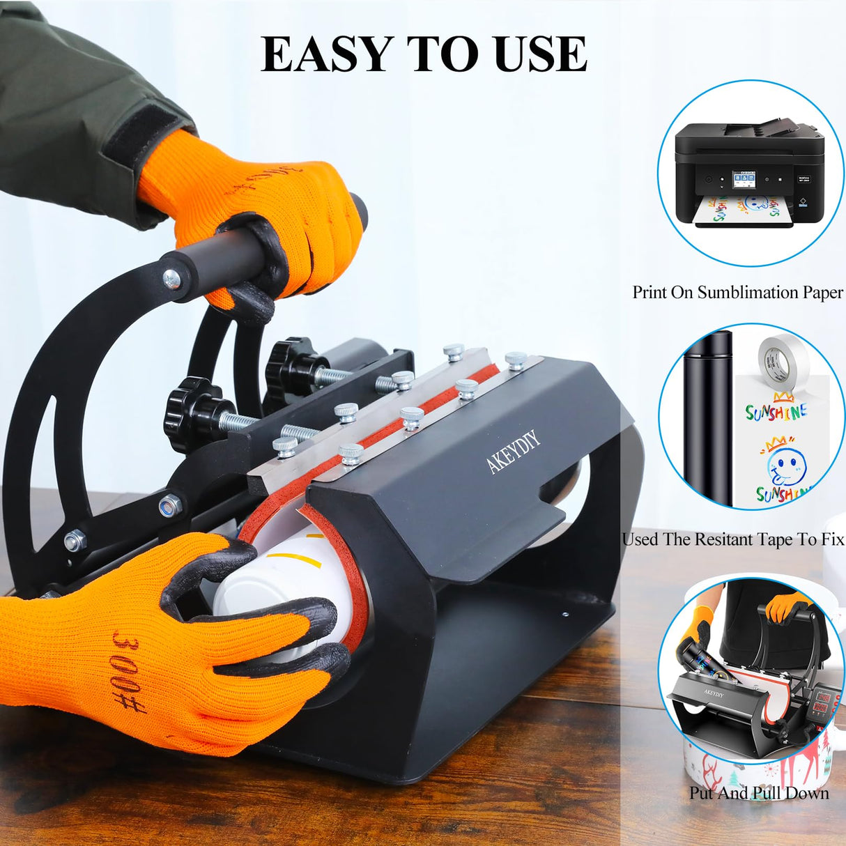 Tumblers Heat Press, Tumbler Mug Heat Press Machine 30oz 20oz 16oz Sublimation Tumblers Press Glass Jar Cans, DIY Heat Transfer Press Vinyl for AKEYDIY
