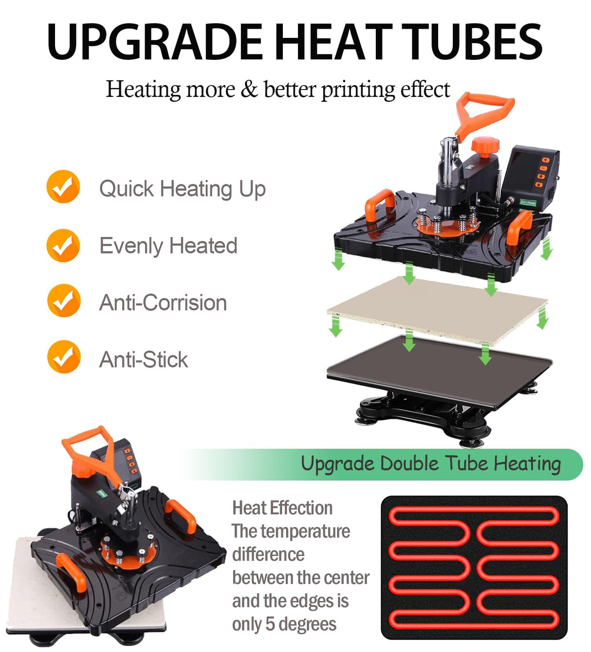 Whubefy Heat Press Machine 12"X15", 8 in 1 Heat Transfer Sublimation Machine Combo, Industrial 360° Swing Away T Shirt Pressing Machine, HTV Vinyl Whubefy