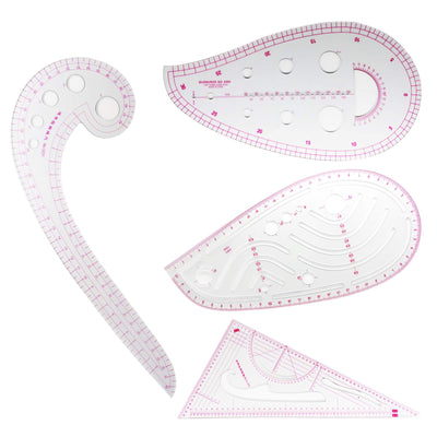 Pattern Sewing Rulers Set, 4 Styles Plastic Sew French Curve Ruler, Metric Curve Shaped Rulers for Designers and Tailors, Perfect for Drawing, Craft,