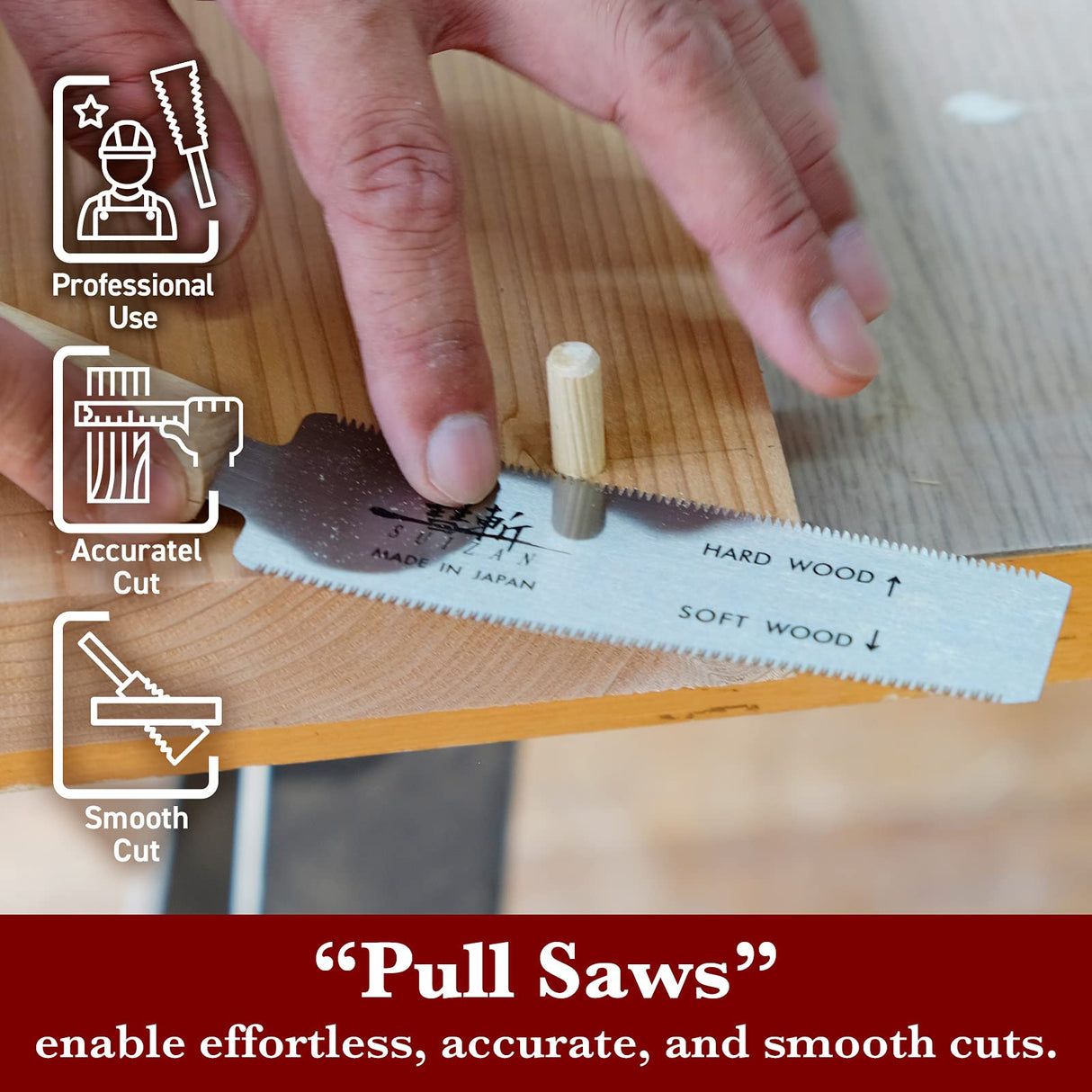 SUIZAN Japanese Flush Cut Saw Small Hand 5 Inch Pull for Hardwood and Softwood Woodworking tools Trim SUIZAN
