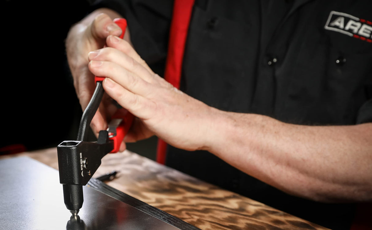 ARES 70017 - Professional Pop Rivet Gun with 60 Rivets - Rivet Sizes 3/32-inch, 1/8-inch, 5/32-inch, & 3/16-inch - Applications Include Sheet Metal, ARES