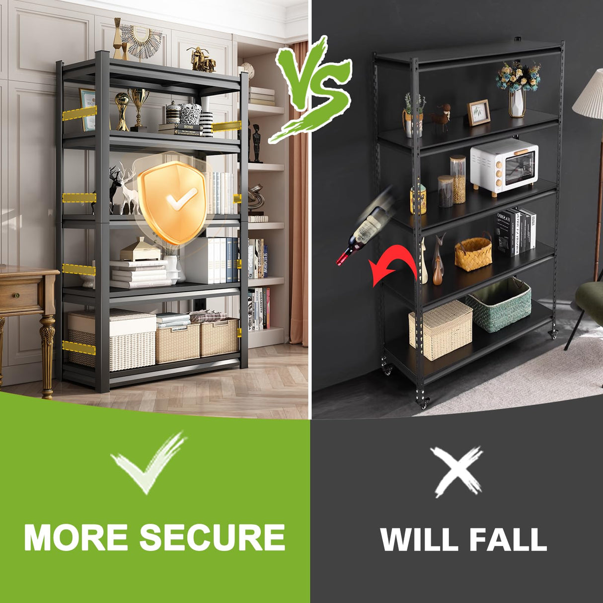 48" W Garage Shelving,Sturdy Garage Shelves Steel Heavy Duty Shelf,Large Metal Shelves,Adjustable Garage Storage Shelves Rack Unit for Warehouse Bezuny