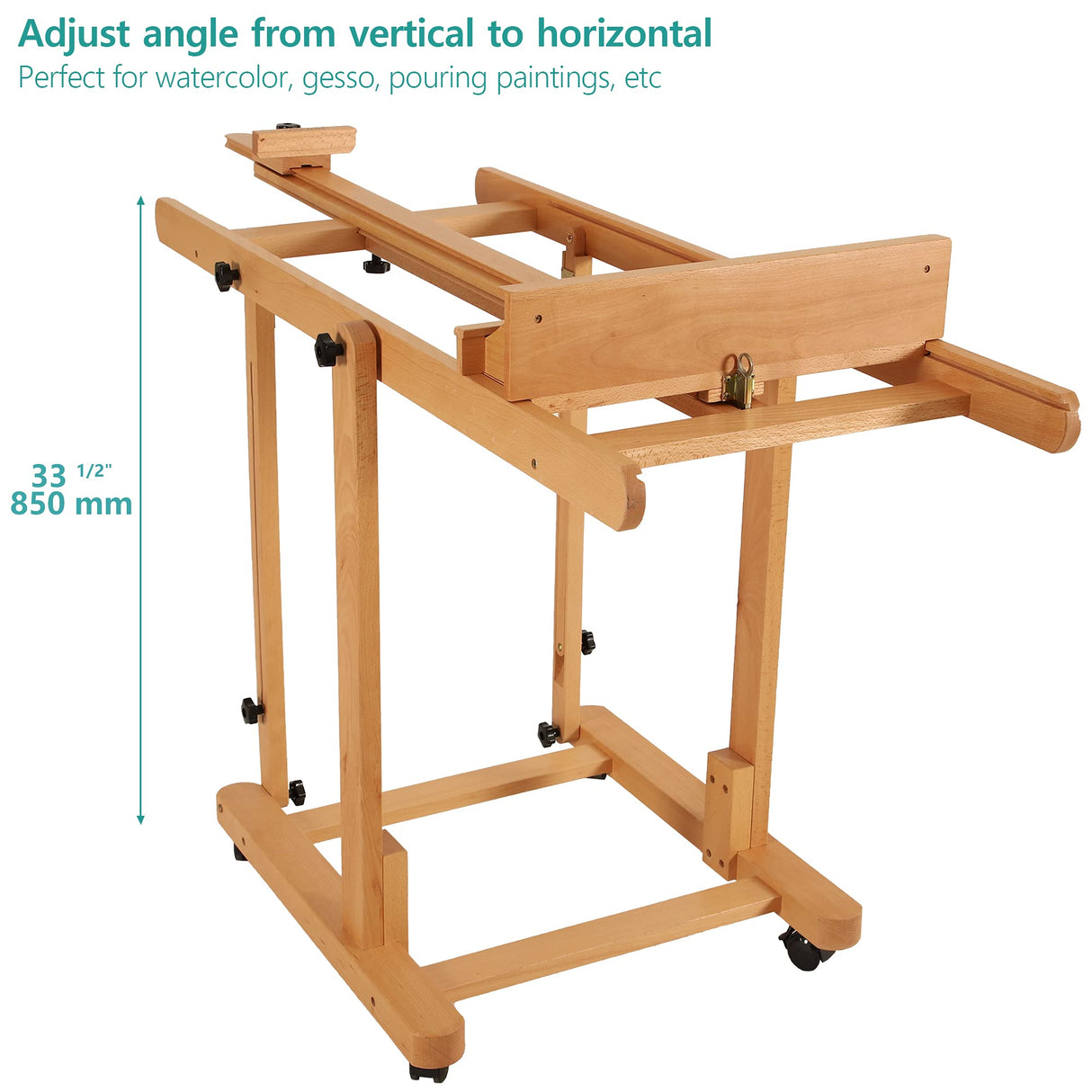 VISWIN Heavy-Duty Extra Large H Frame Easel, Hold Canvas to 82", Tilts Flat, Professional Solid Beech Wood Studio Artist Easel with Storage, Wheels, VISWIN