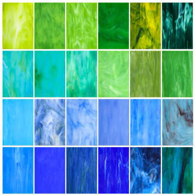 Treela 24 Pcs Stained Glass Sheets 4 x 6 Inch Stained Glass Supplies for Stained Glass Projects Variety Mosaic Glass Art Colored Glass Assorted