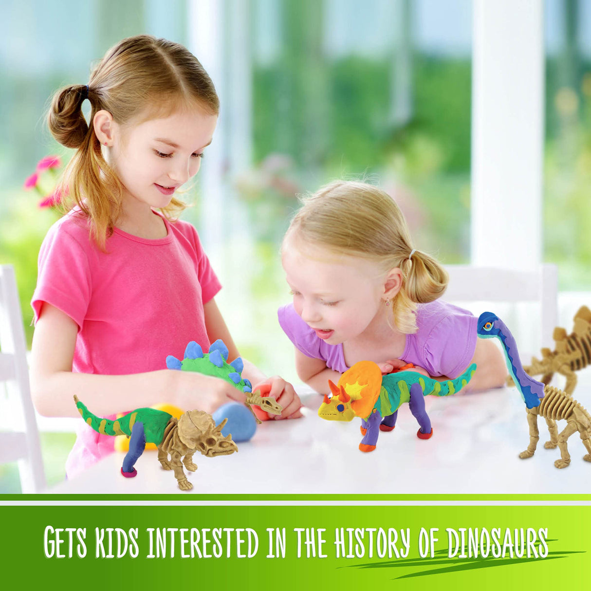 Dino Models, Clay Craft Kit - Dinosaur Arts and Crafts for Kids- Build a Dinosaur Gifts for Boys & Girls - Build 4 Dinos with Air Dry Magic Modeling Dan&Darci