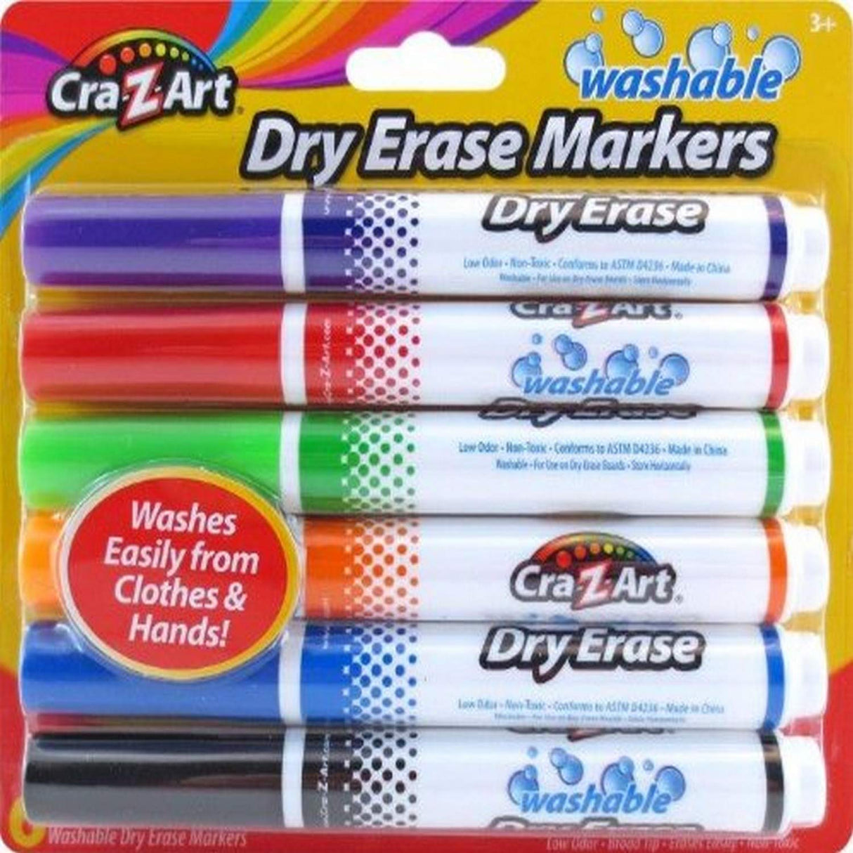 Cra-Z-Art Kids Washable Broadline Dry Erase Markers, 6 Count Cra-Z-Art