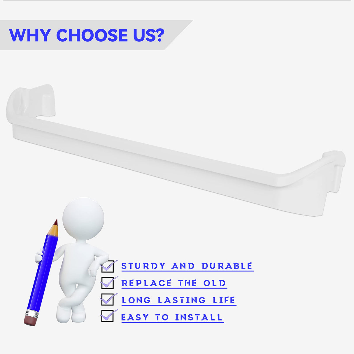 ECOTRIC Refrigerator Door Shelf Rack Bar Rail Retainer Compatible with Kenmore Frigidaire Refrigerators Replacement for 240534901 AP3214630 PS734935 ECOTRIC