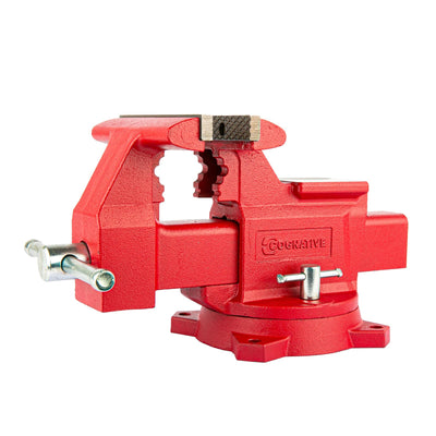 COGNATIVE 6.5" Heavy-Duty Ductile Iron Bench Vise 360° Swivel Bench Vise with Anvil, Red