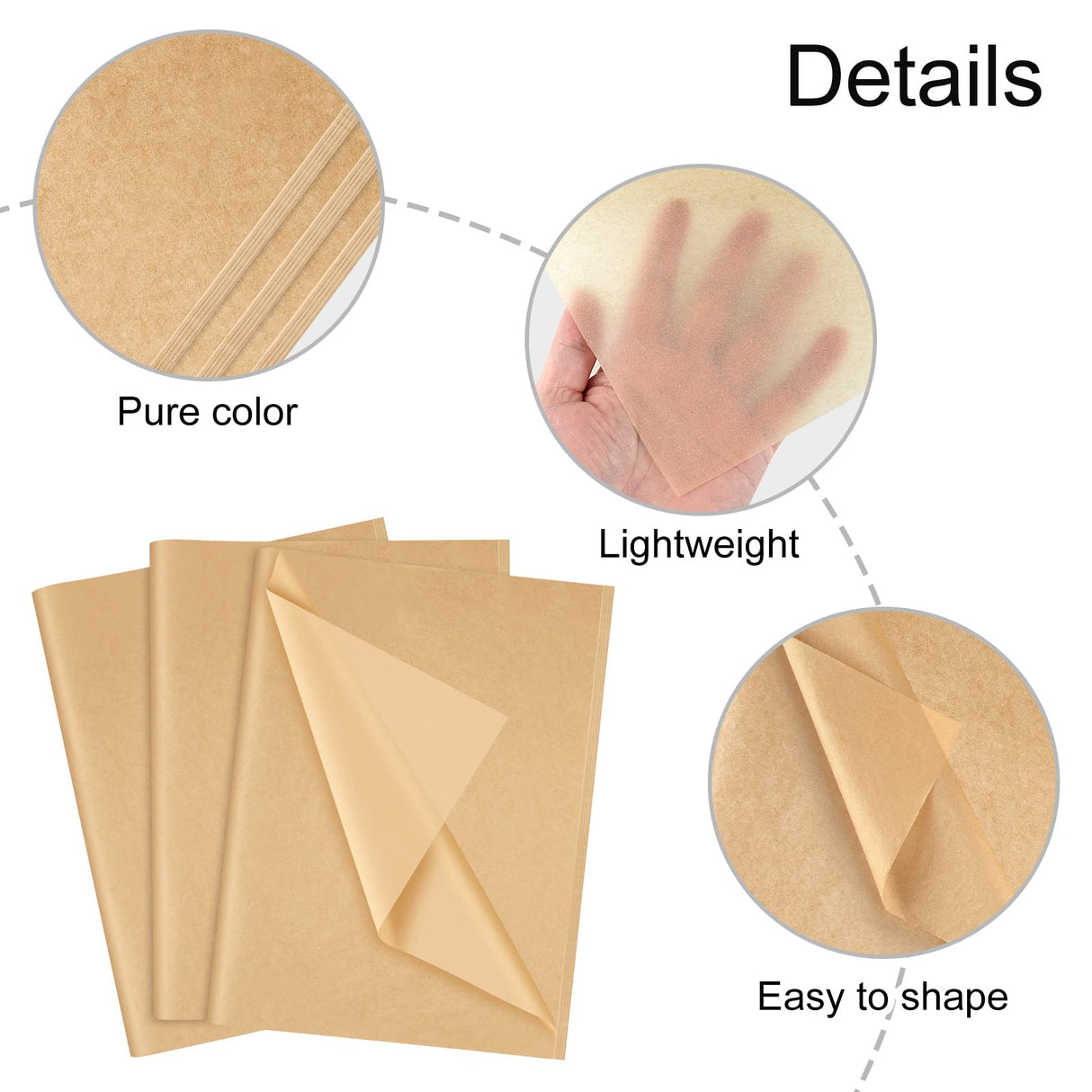 NEBURORA Kraft Tissue Paper for Gift Bags 60 Sheets Beige Wrapping Tissue Paper Bulk 14 X 20 Inch Brown Wrapping Paper for Gift Packaging Filler Art NEBURORA