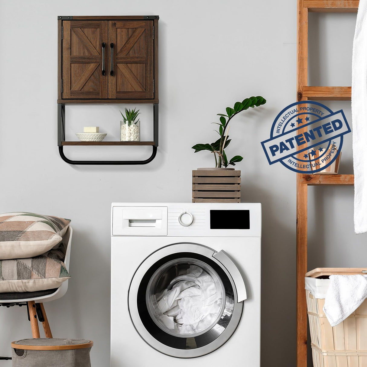 Rustown Vintage Farmhouse Wall Mounted Medicine Cabinet with Barn Doors and Towel Bar RUSTOWN