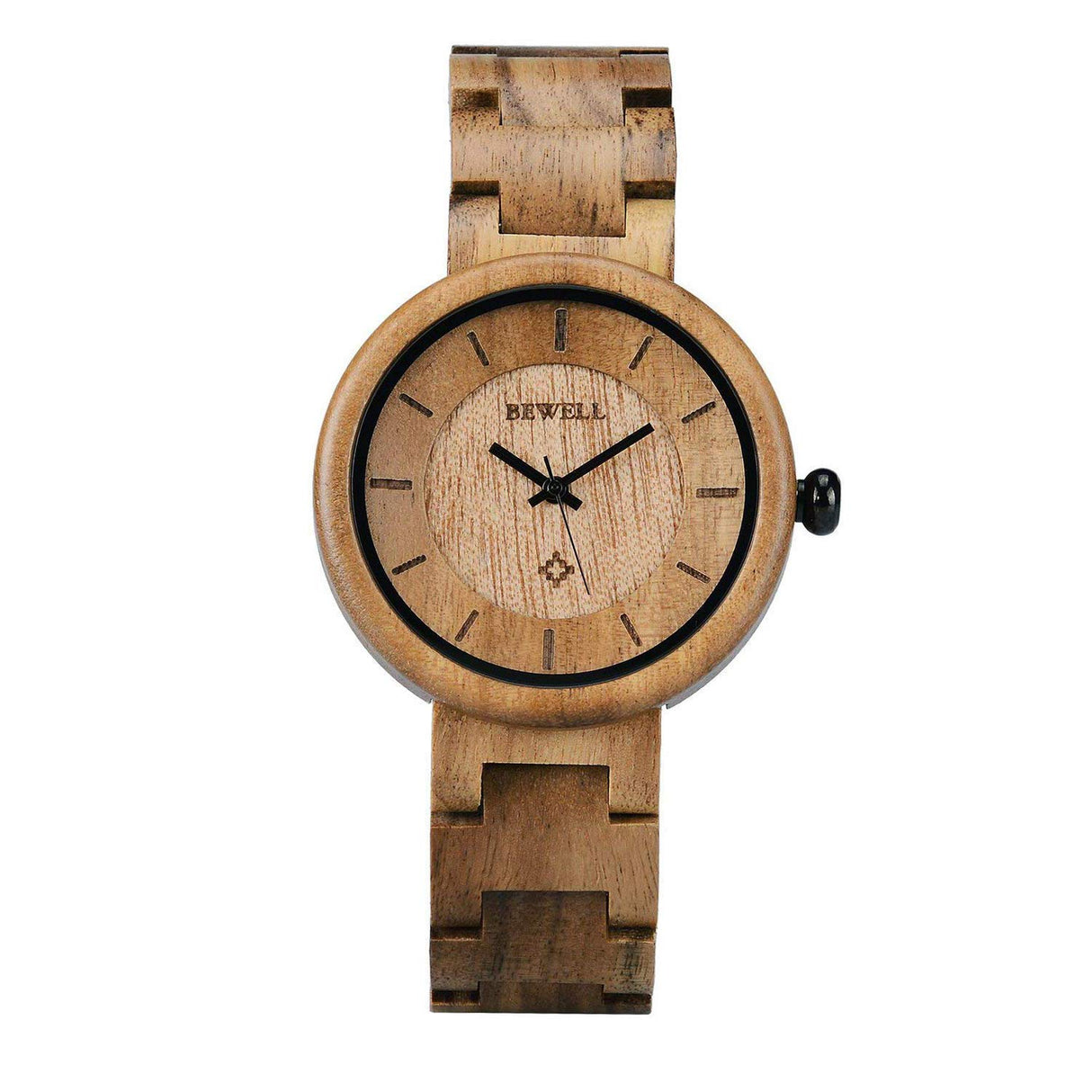 BEWELL Wood Watches for Women, Handmade Wooden Watch with Lightweight Adjustable Wood Band, Natural Casual Fashion Quartz Wristwatch BEWELL