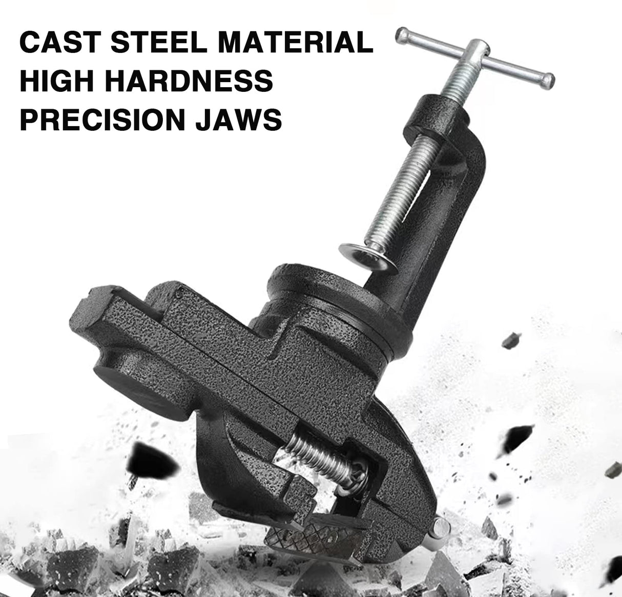 Universal Table Vise 3 Inch, Home Vise Clamp-on Portable Bench Clamp, 360° Swivel Base Clamps Fixed Tool for Woodworking, Handcraft Creations, CMOOD