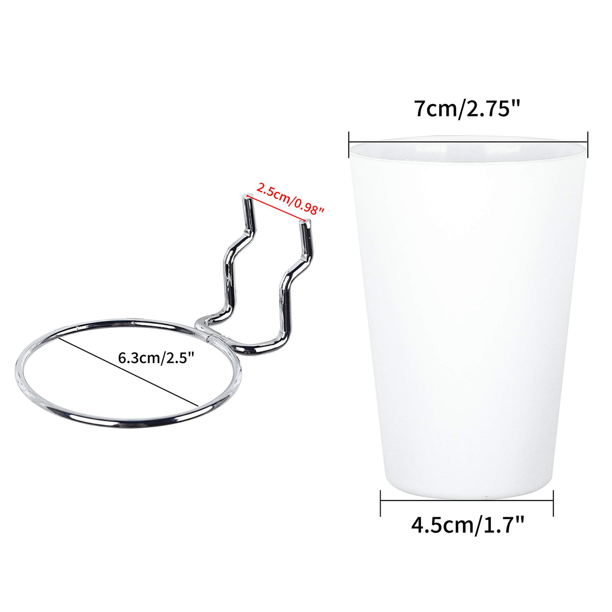 Kuhome 6 Sets Pegboard Hooks with Pegboard Cups, Ring Style Pegboard Bins with Rings, Pegboard Cup Holder Accessories for Organizing Storage (White) Kuhome