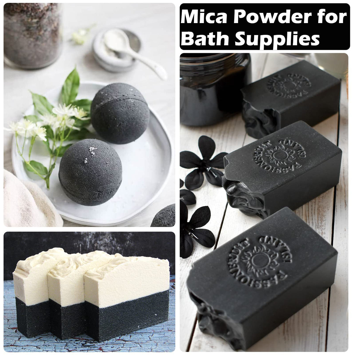 HTVRONT Black Mica Powder for Epoxy Resin - 3.5 oz (100g) Easy to Mix Resin Pigment Powder, Nature Non-Toxic Mica Powder for Soap Making, Candle HTVRONT