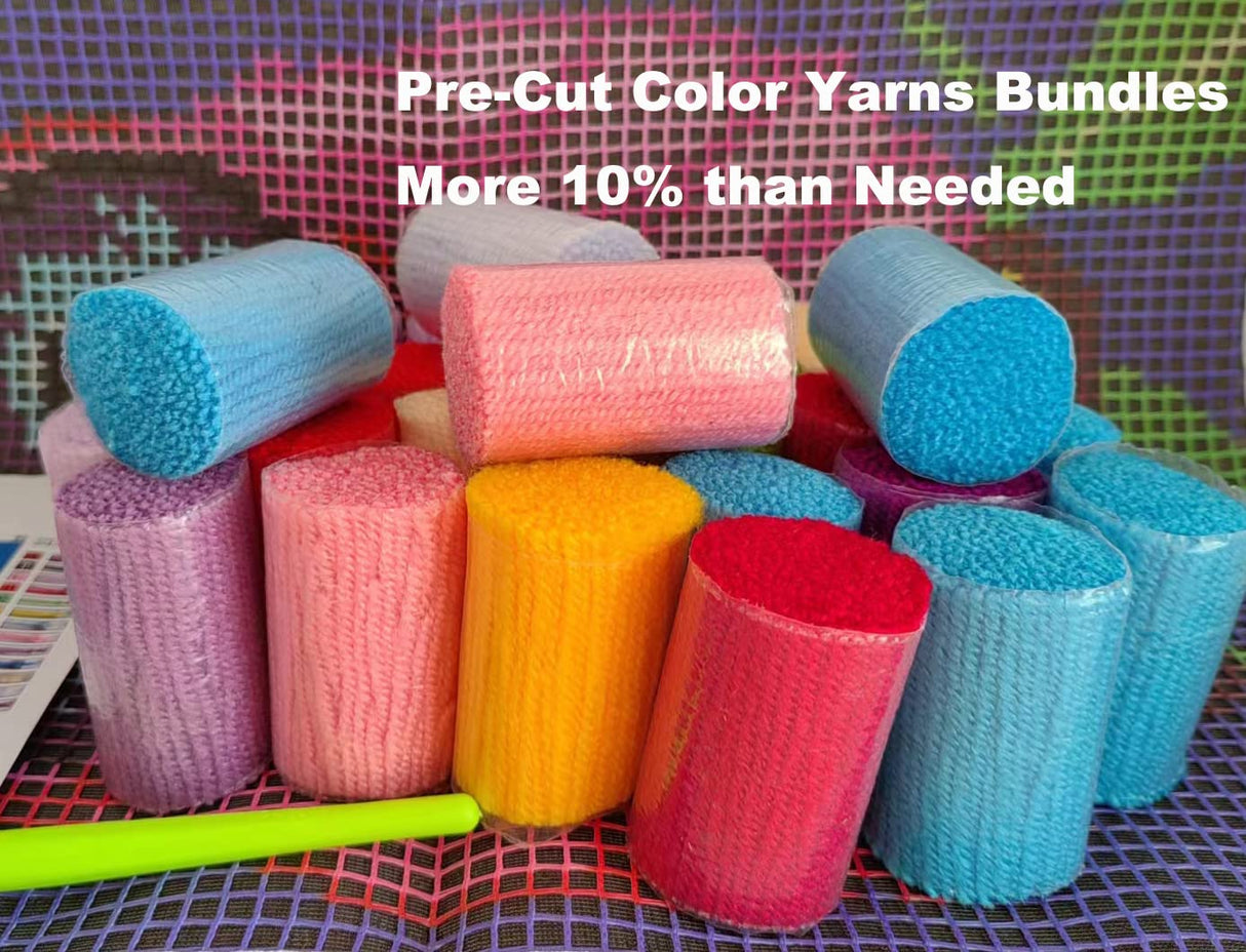 YOOTOM Latch Hook Rug Kit, Latch Hook Carpet Set, DIY Handmade Crochet Carpet Knotted Cushion Yarn Needlework Tapestry 3D Crafts, Color Pattern YOOTOM