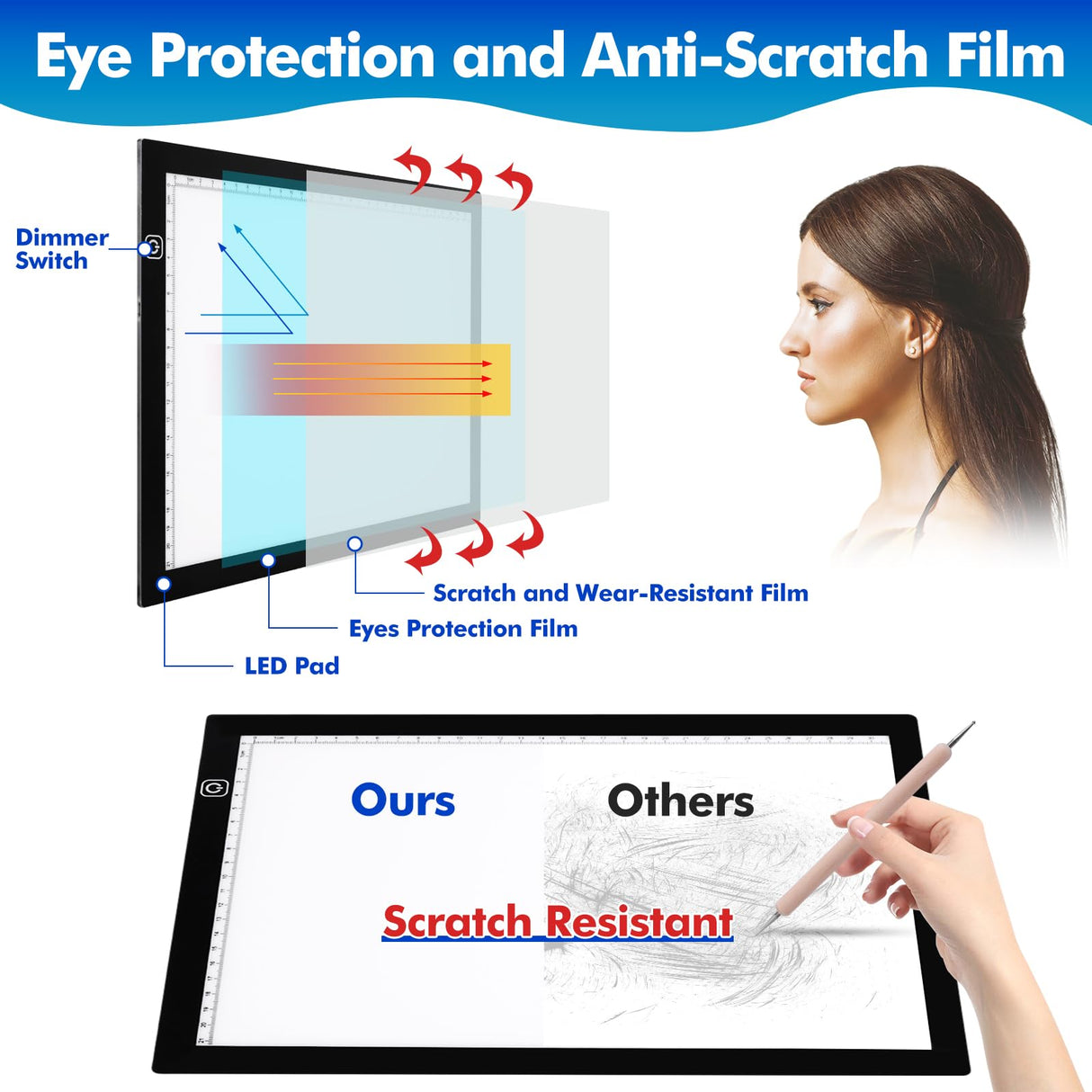 Dorhui Bright Pad Go, A4 Light Pad for Tracing & Weeding Vinyl, LED Copy Board Light Tracing Box Ultra-Thin Adjustable USB Power for Cricut Vinyl Dorhui