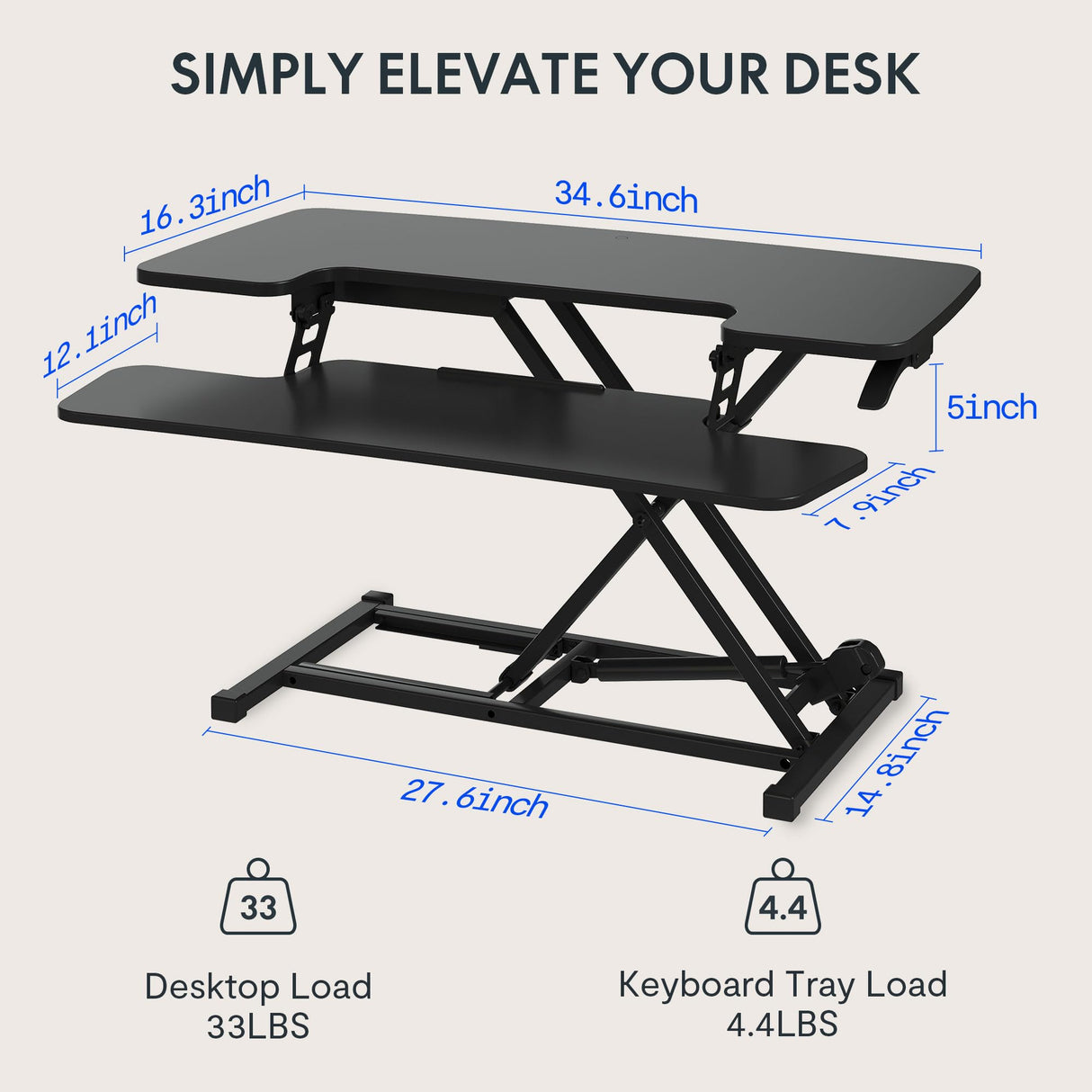 FLEXISPOT 35in Standing Desk Converter Height Adjustable Sit to Stand up Desk Riser Computer Workstation with Keyboard Tray Wide 2-Tier Desktop Black FLEXISPOT