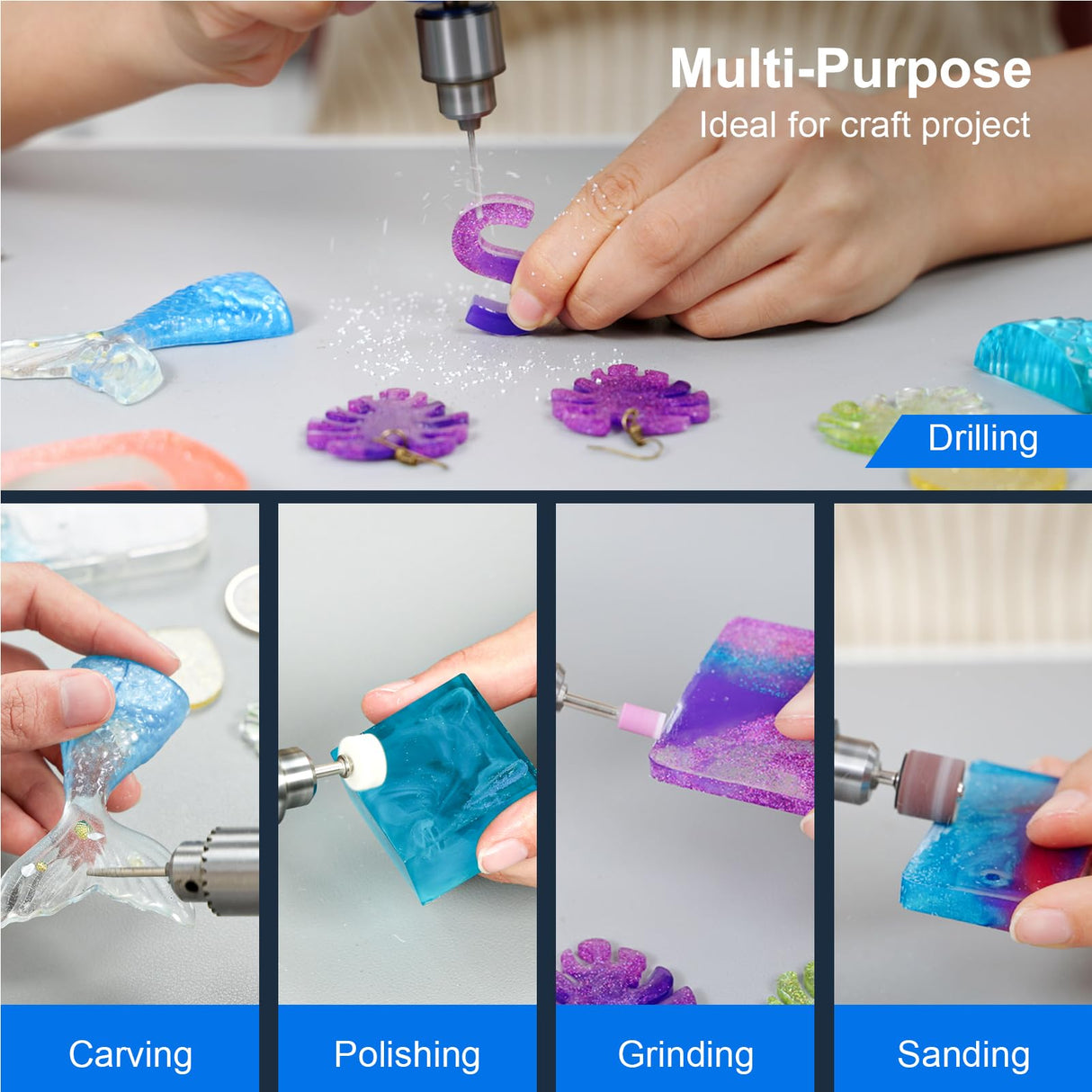 Winartton Electric Resin Polishing Kit, Resin Drill with 110 Accessories, Rotary Tool for Resin Casting Molds, Resin Sander and Polishing Kit for Winartton