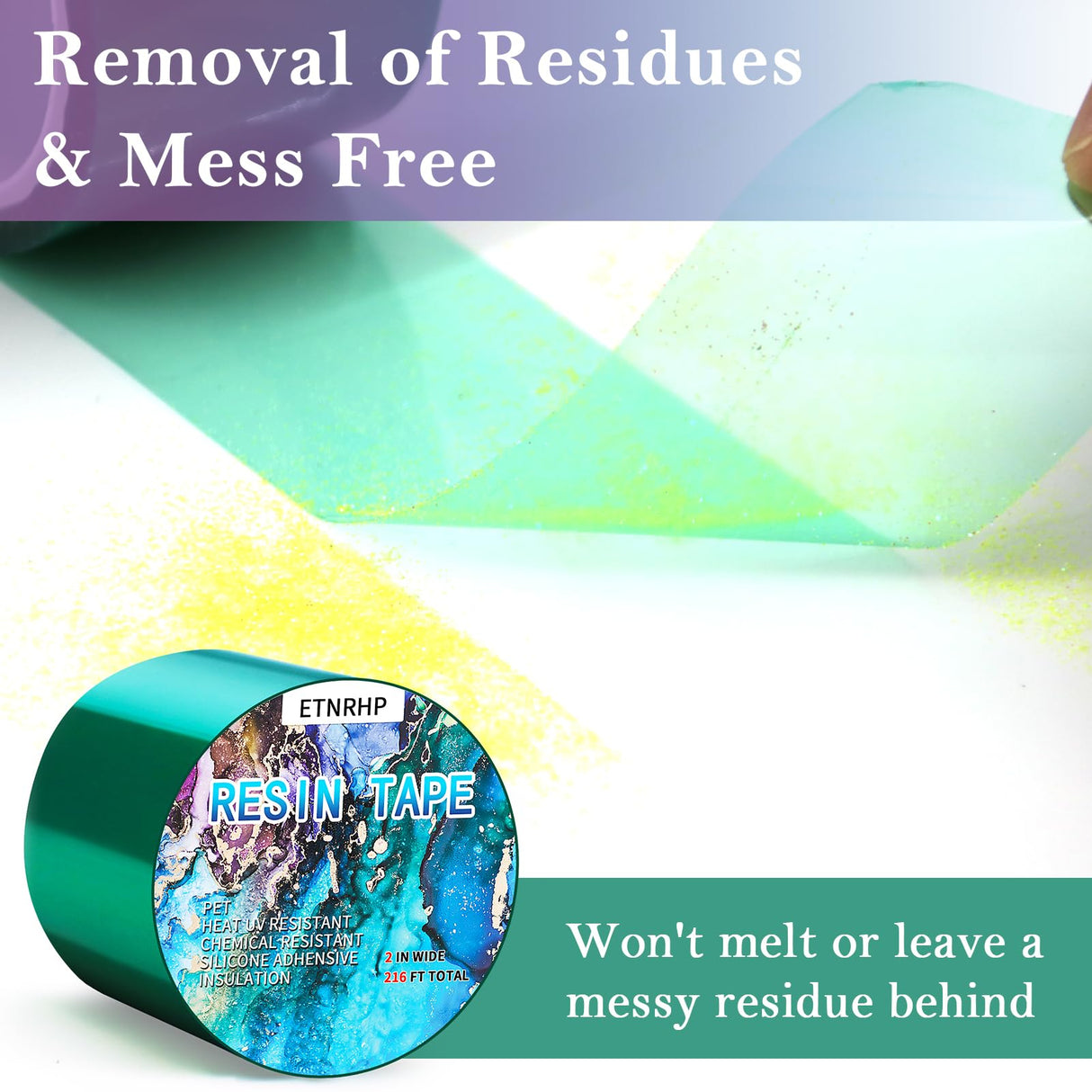 ETNRHP Resin Tape Epoxy Tape for Epoxy Resin Molding Thermal Silicone High Temperature UV Resistance Tape Easy Peeling Mold Release for Epoxy Resin ETNRHP