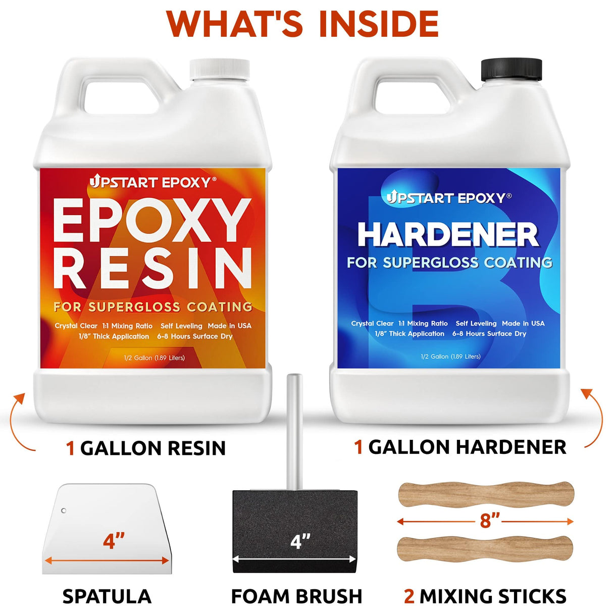 Upstart Epoxy Resin Kit DIY 2 Part Formulation - Made in USA - Perfect Casting Resin for Counter, Table Top, Wood Bar Top, Art, Craft, Jewelry & More Upstart Epoxy