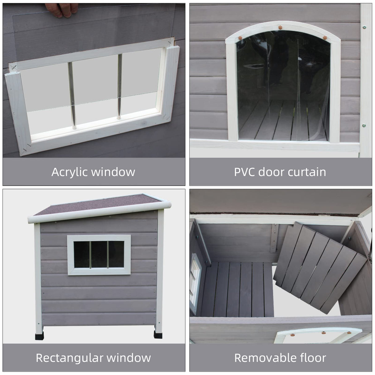 33.4" Wood Dog Houses Outdoor, Weatherproof Dog Houses Outside with Door Cute Wooden Rockever