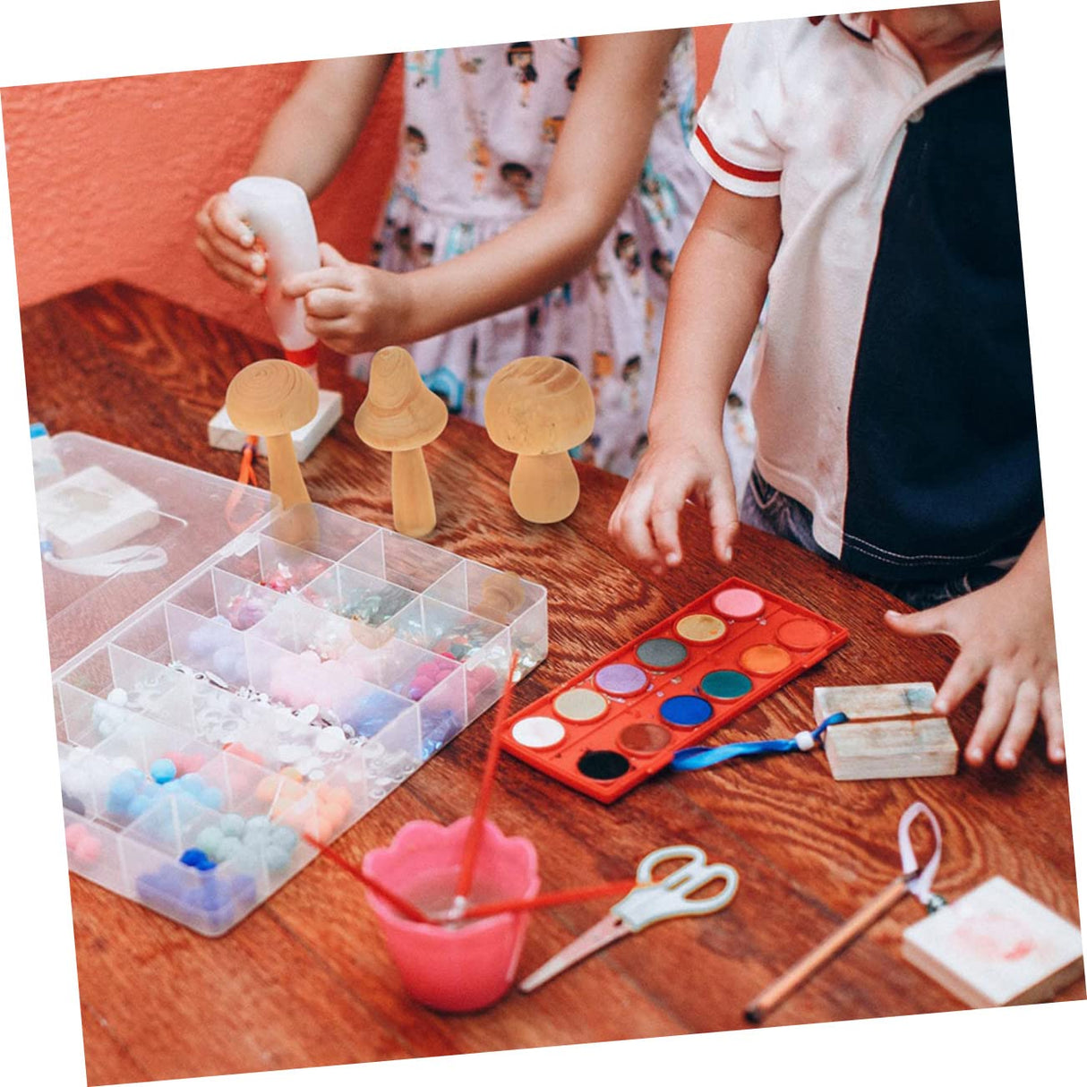 OFFSCH 5pcs Wooden Peg Mushroom Blank Craft Mushroom Wooden Peg Dolls Kid Toys Kids Painting Mushroom Models Kids Painting Toys Wooden People Figures OFFSCH