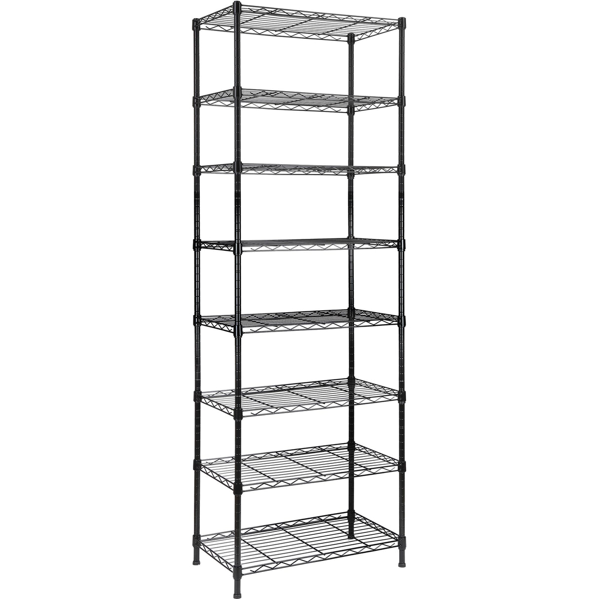 REGILLER 8-Wire Shelving Metal Storage Rack Adjustable Shelves,Standing Storage Shelf Units for Laundry Bathroom Kitchen Pantry Closet (Black,23.9L x REGILLER