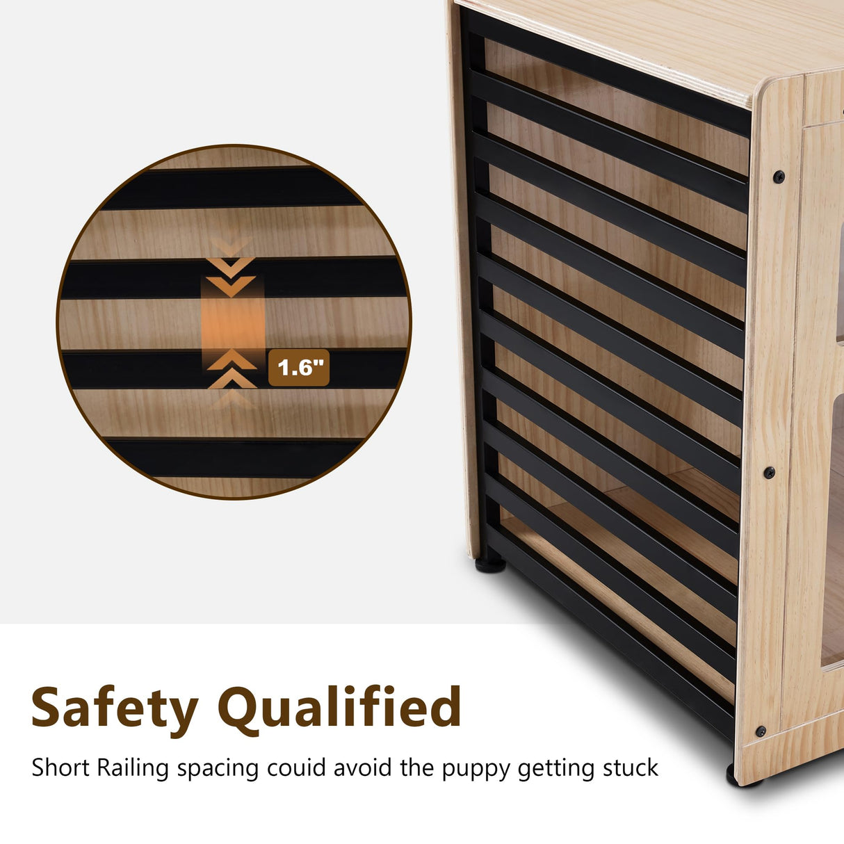 MCombo Wooden Dog Crate Furniture, Dog Kennel Furniture Pet House End Table, Solid Wood Dog Cage Indoor for Small/Medium Dogs, 1421 (Natural) MCombo