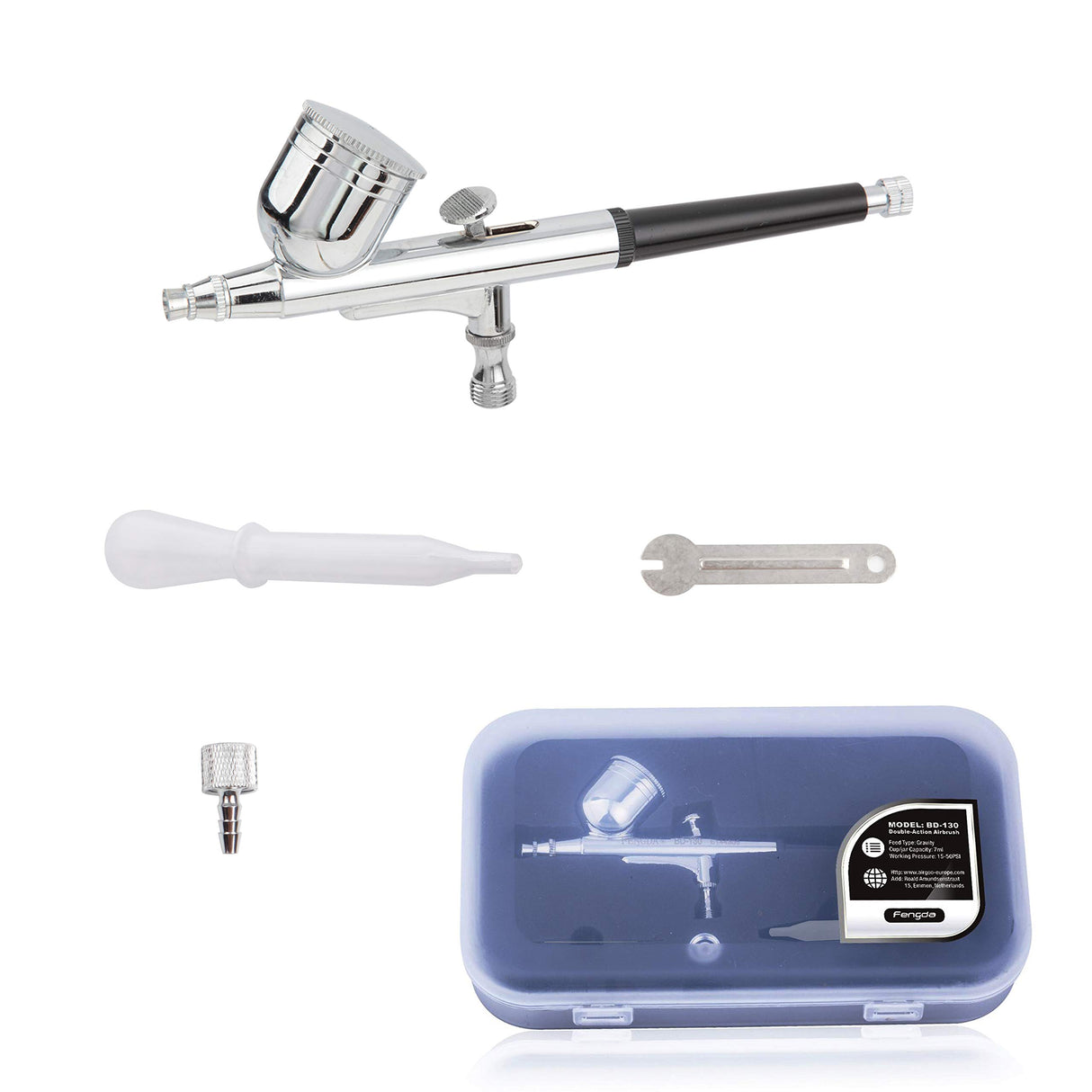 Timbertech Airbrush Kit with Compressor AS18-2K Basic Start Kit with Air Hose, Cleaning Brush & Test Paints for Hobby, Body Tattoo, Graphic and Any TIMBERTECH