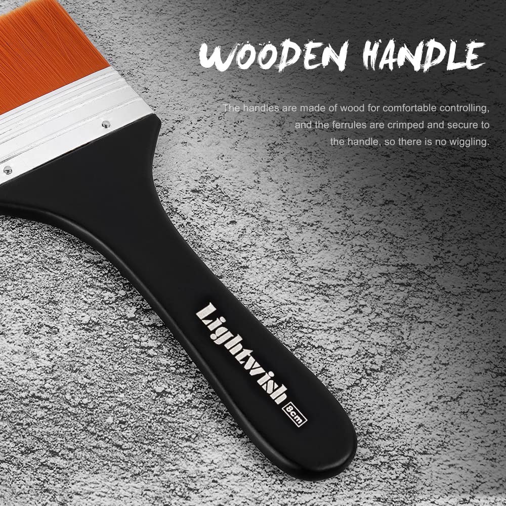 LIGHTWISH Set of 7 Flat Paint Brushes for Applying Gesso, Acrylic Paint, Oil Paint, Watercolor LIGHTWISH