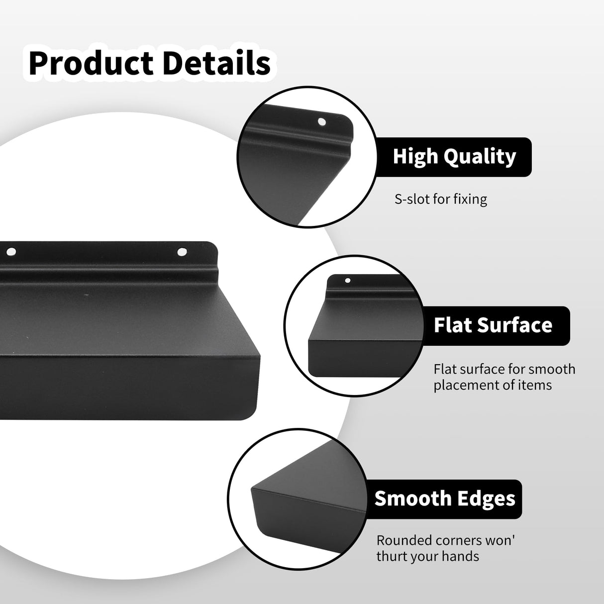 KEJJNYER 8 Pack Metal SlatWall Shelves, 4x10 Inch Slat Wall Shelves Black Flat Slat Board Shelving Slat Wall Panel Shelves for Shoes Retail Display KEJJNYER