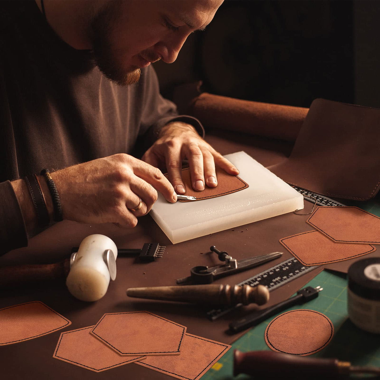 80 Pcs Blank Leatherette Hat Patches with Adhesive Rustic Patches Laser Supplies Faux Leather Hat Patches with Iron on Adhesive Bulk for Hat Shirt Juexica