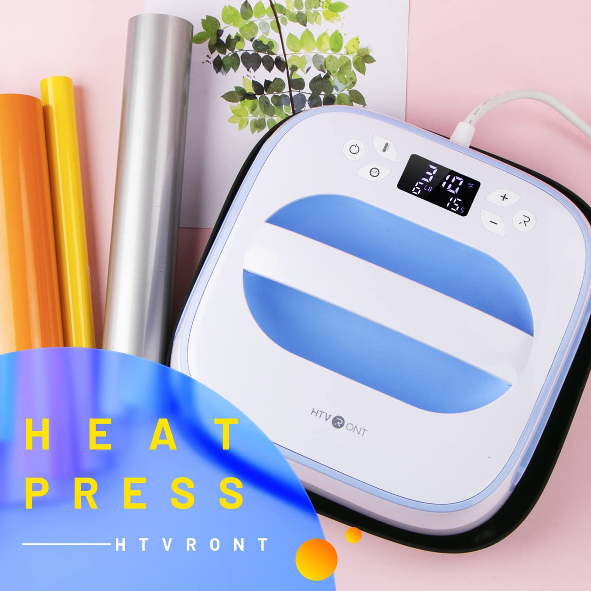 HTVRONT Heat Press Machine for T Shirts, 10"X10" Portable Tshirt Press Machine, Fast Heat-up Iron Press Heat Transfer Machine for Hat, HTVRONT