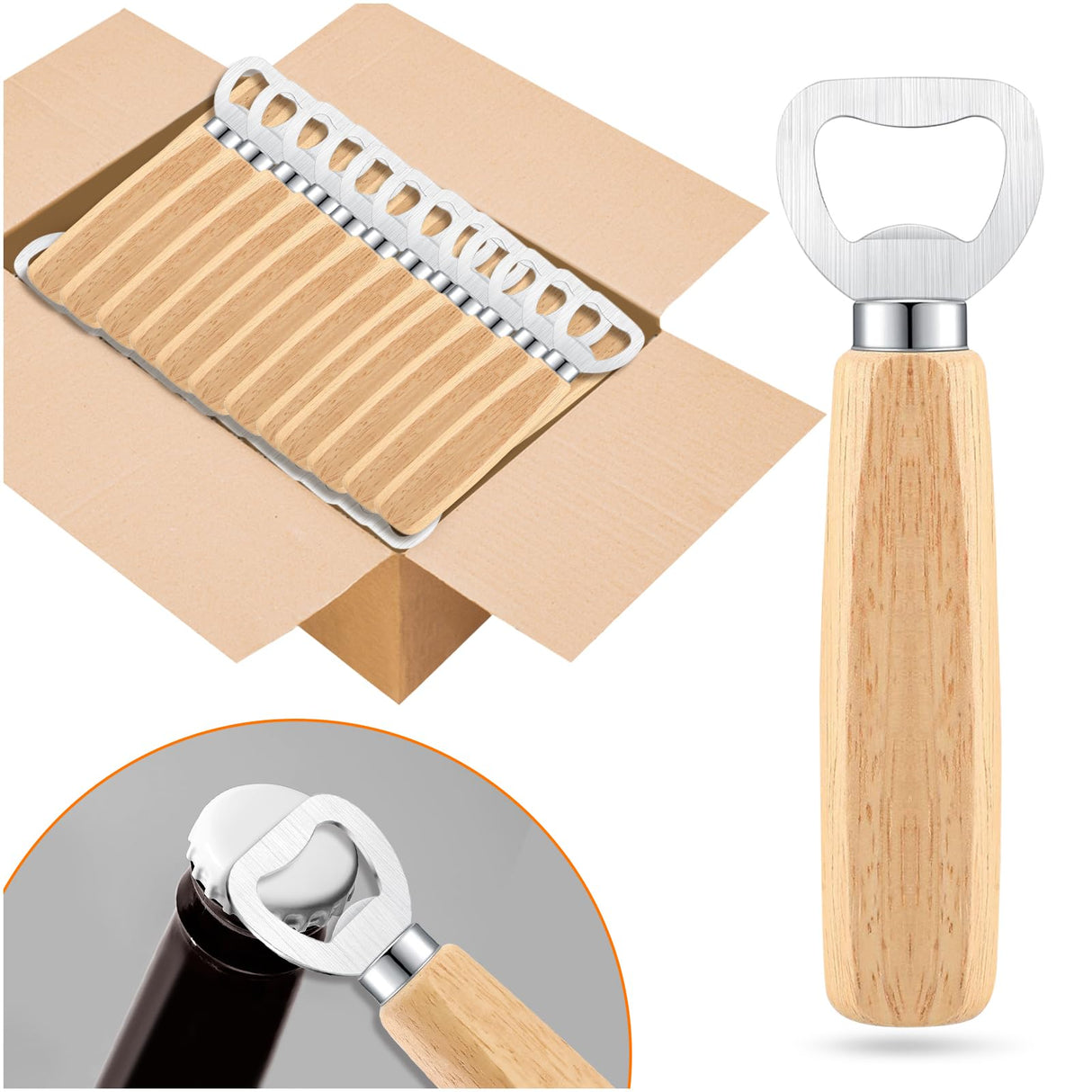 24pcs Bottle opener Beer Opener with Wooden Handle for engraving Cider Wine Bottle Opener Party Wedding Gifts YFANITI
